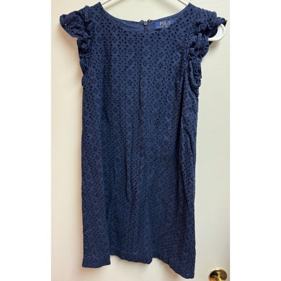 Ralph Lauren SunDress Size 16‎ Blue Back Zip Cap Sleeve Lined - Picture 1 of 11